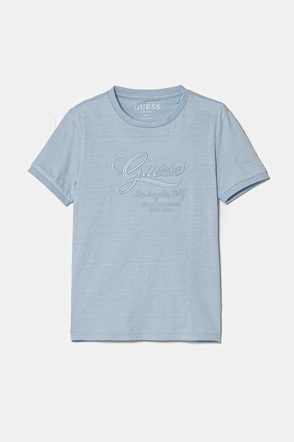Guess t-shirt bawełniany dziecięcy aplikacja niebieski N5RI24.KCM20.PPYA