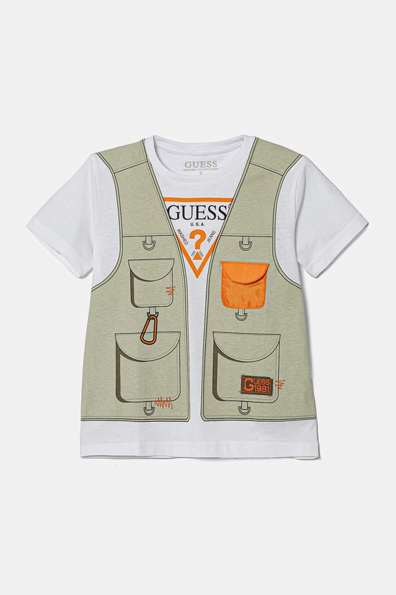 Guess t-shirt bawełniany dziecięcy nadruk biały N5RI28.K8HM4.PPYA