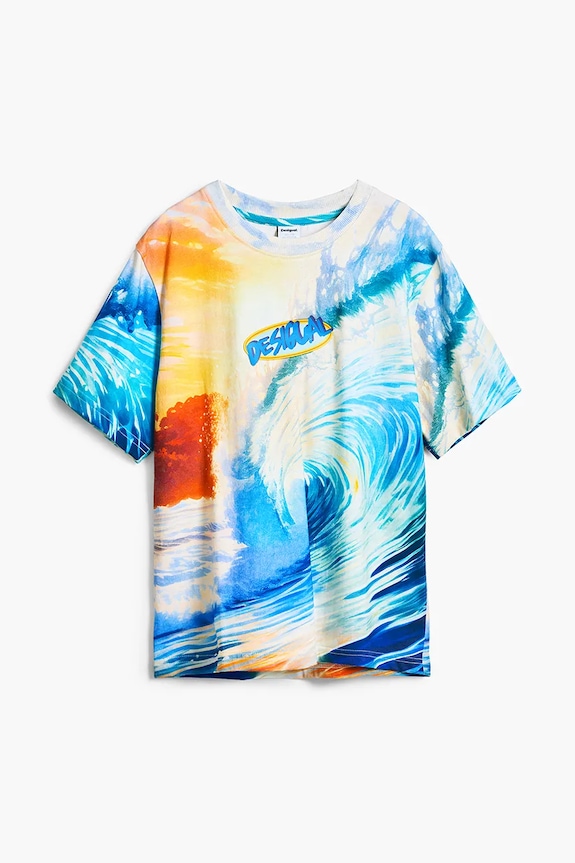 Otroška bombažna kratka majica Desigual 25SBTK01 modra SS25