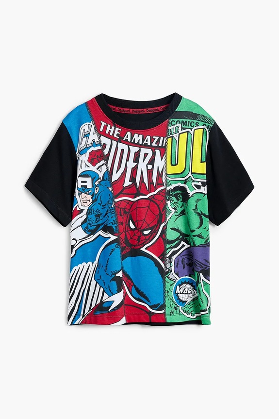 Dječja pamučna majica kratkih rukava Desigual x Marvel 25SBTK06 crvena SS25