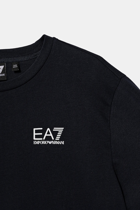 Мальчик Детская хлопковая футболка EA7 Emporio Armani 7B000020.AF10378 тёмно-синий