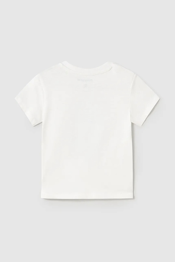 Mayoral t-shirt bawełniany dziecięcy 106.3E.Baby.PPYA biały SS25