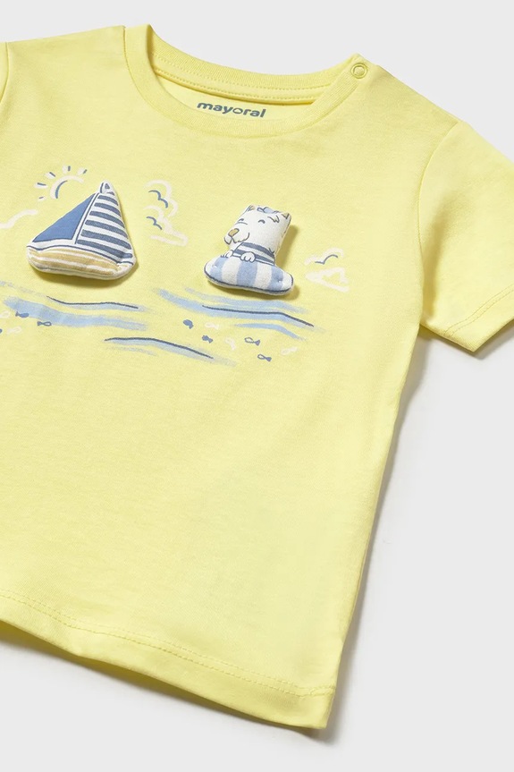Chłopiec Mayoral t-shirt bawełniany dziecięcy 1059.3E.Baby.PPYA żółty