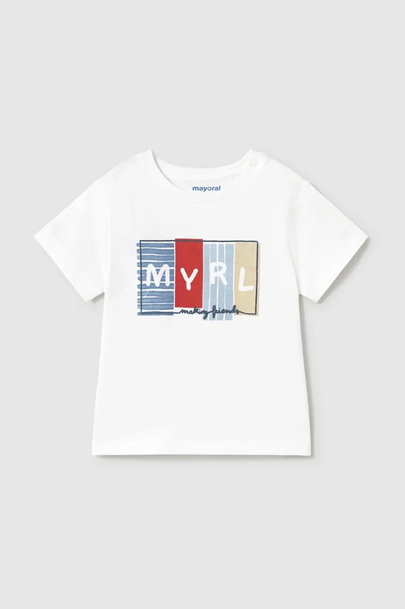 Mayoral t-shirt bawełniany dziecięcy 2-pack 1060.3E.Baby.PPYA czerwony SS25