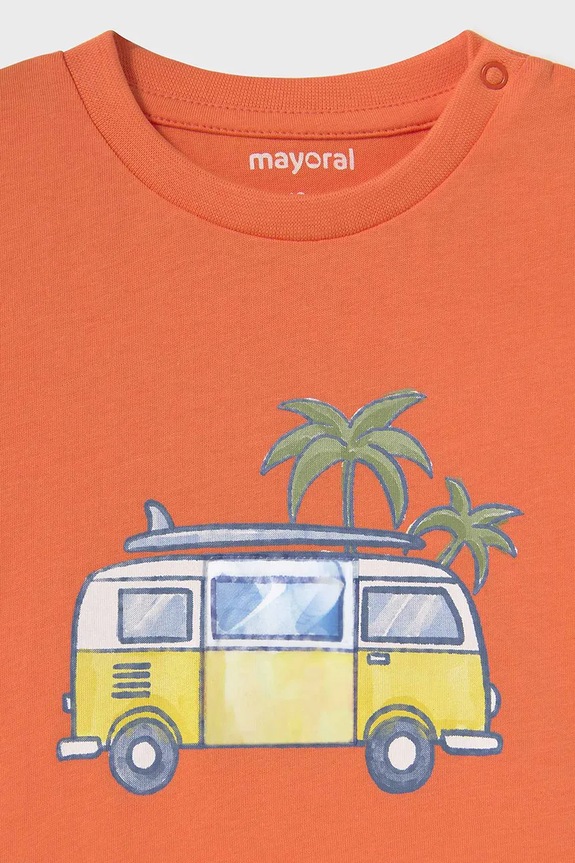 Mayoral t-shirt bawełniany dziecięcy pomarańczowy 1063.3H.Baby.PPYA