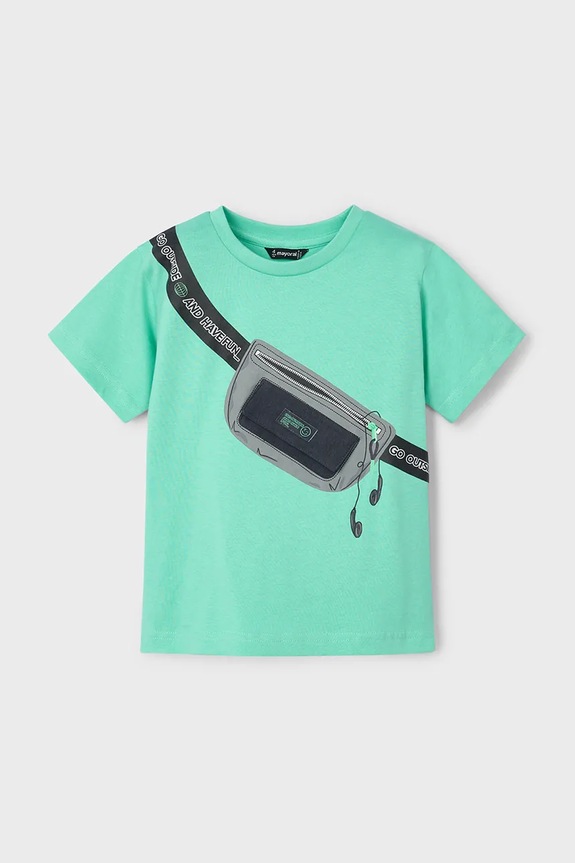Mayoral t-shirt bawełniany dziecięcy nadruk zielony 3036.5F.Mini.PPYA