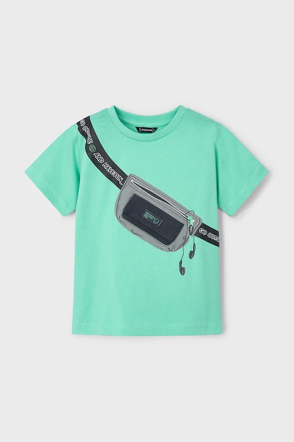 Mayoral t-shirt bawełniany dziecięcy nadruk zielony 3036.5F.Mini.PPYA