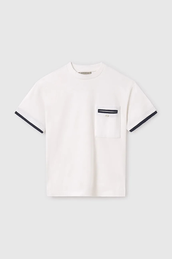 Mayoral t-shirt bawełniany dziecięcy nadruk biały 6004.7B.Junior.PPYA