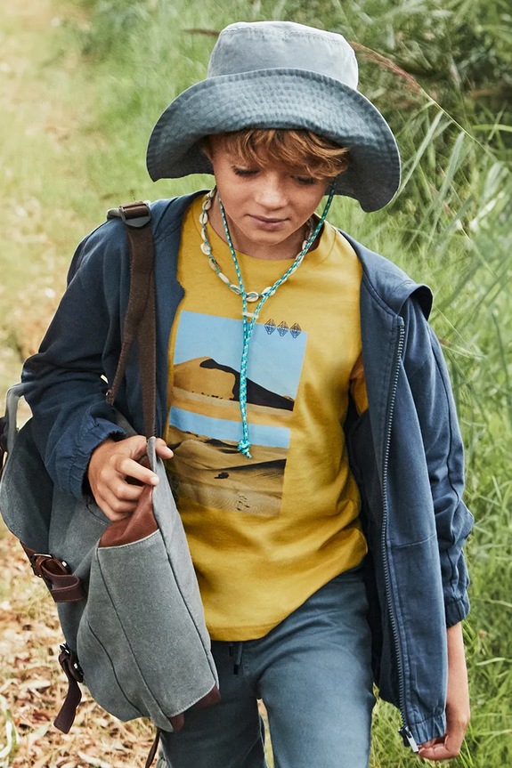 Mayoral t-shirt bawełniany dziecięcy nadruk żółty 6007.7D.Junior.PPYA