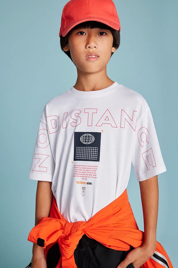 Otroška bombažna kratka majica Mayoral Okrogel bela 6011.7E.Junior.PPYA