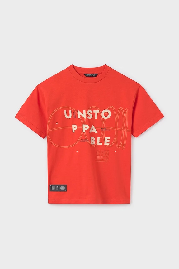 Mayoral t-shirt bawełniany dziecięcy 6013.7E.Junior.PPYA pomarańczowy SS25