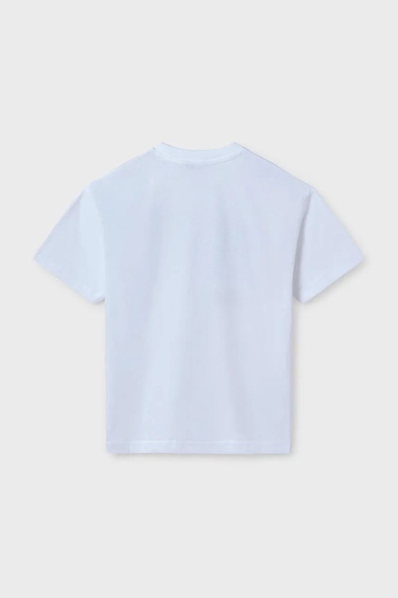 Mayoral t-shirt bawełniany dziecięcy 6014.7E.Junior.PPYA biały SS25