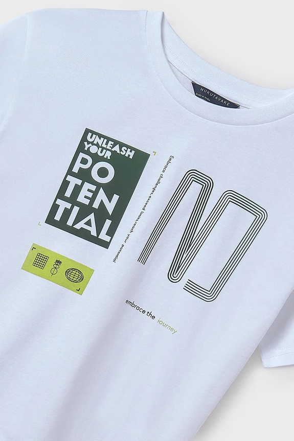 Chłopiec Mayoral t-shirt bawełniany dziecięcy 6014.7E.Junior.PPYA biały