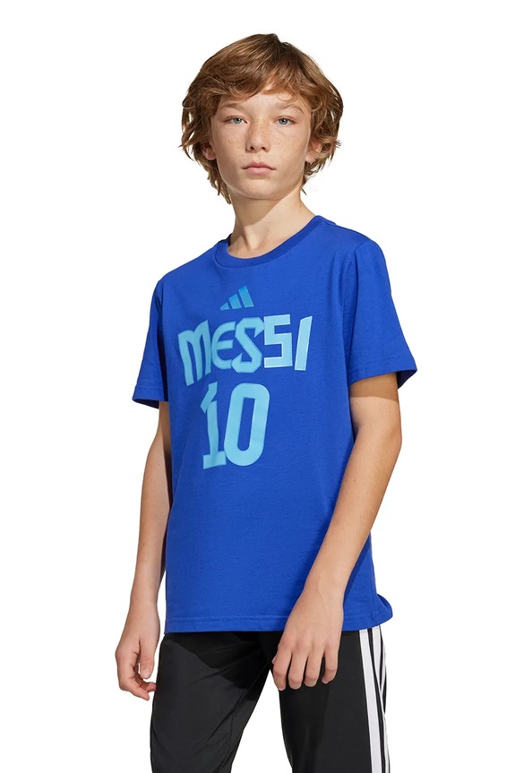 adidas Performance t-shirt bawełniany dziecięcy MESSI nadruk niebieski JJ1417