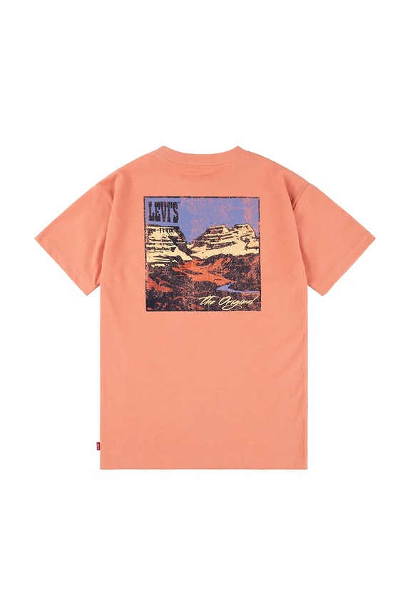 Otroška kratka majica Levi's CANYON LANDSCAPE TEE 9EM301 oranžna SS25
