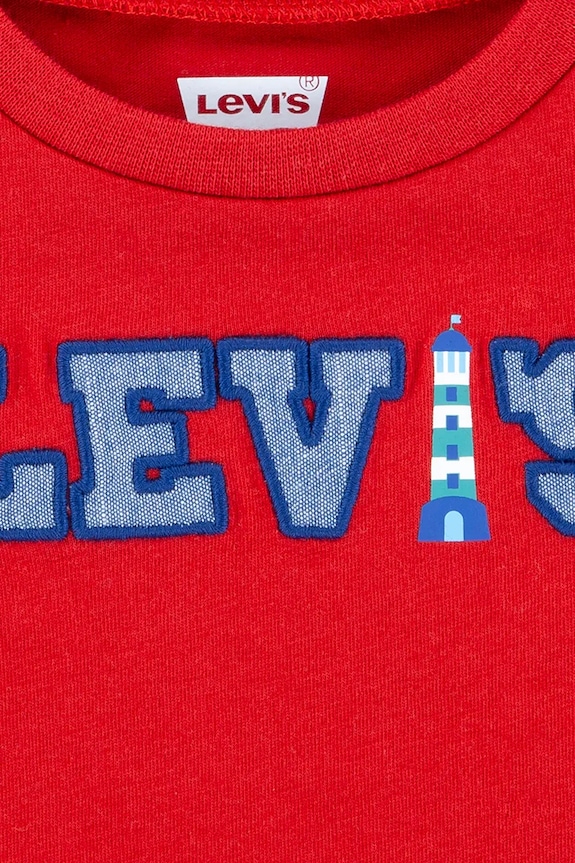 Αγορίστικα Μωρό βαμβακερό μπλουζάκι Levi's LOGO CHAMBRAY APPLIQUE TEE 6EM317 κόκκινο