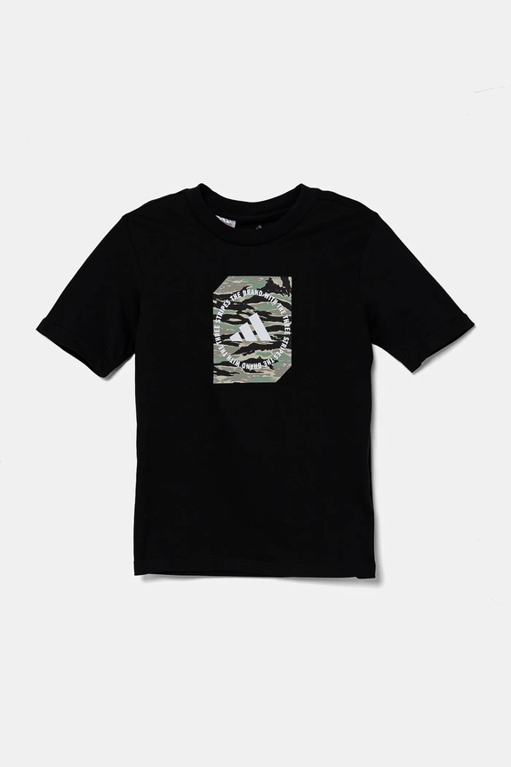 adidas t-shirt bawełniany dziecięcy JM8234 czarny SS25
