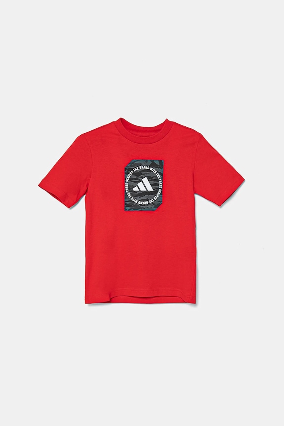 adidas t-shirt bawełniany dziecięcy JM8233 czerwony SS25