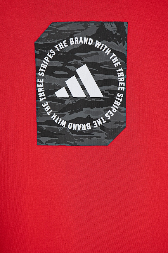 adidas t-shirt bawełniany dziecięcy czerwony JM8233