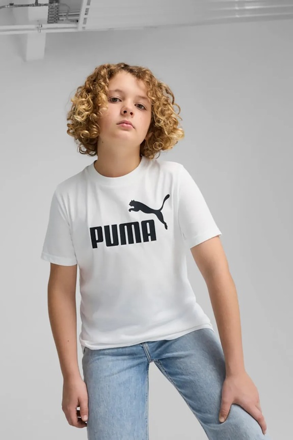 Puma t-shirt bawełniany dziecięcy ESS No. 1 Logo Tee nadruk biały 684906