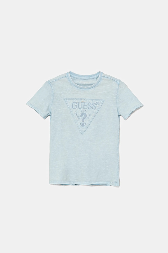 Детская хлопковая футболка Guess аппликация голубой L5GI02.K6XN4.PPYA