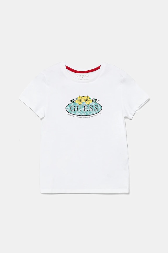 Guess tricou de bumbac pentru copii print alb L5GI19.K8HM4.PPYA