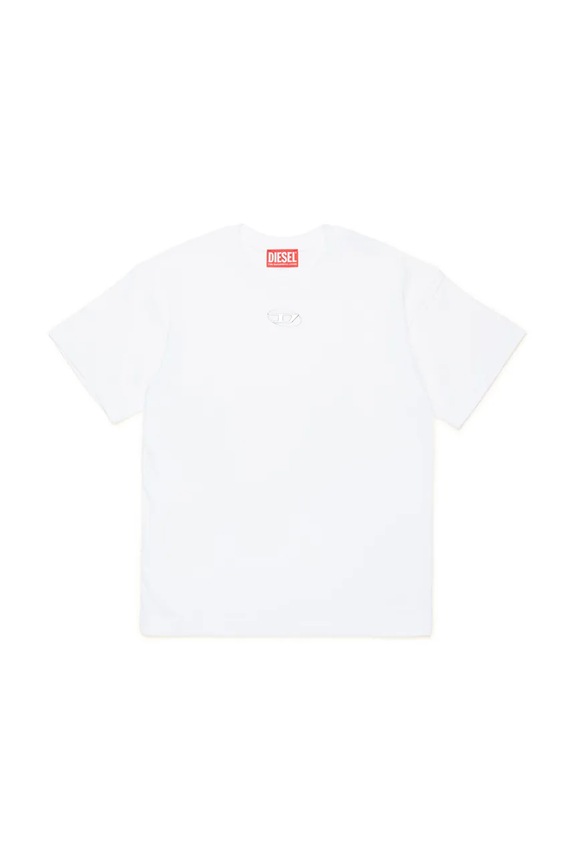 Otroška bombažna kratka majica Diesel TMARCUS OVER T-SHIRT Okrogel bela J02022