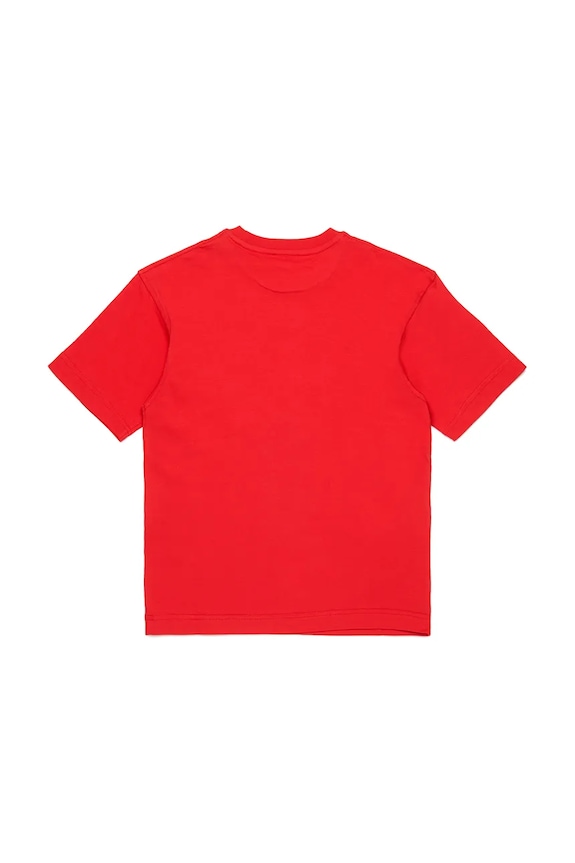 Otroška bombažna kratka majica Diesel TMARCUS OVER T-SHIRT J02022 rdeča SS25