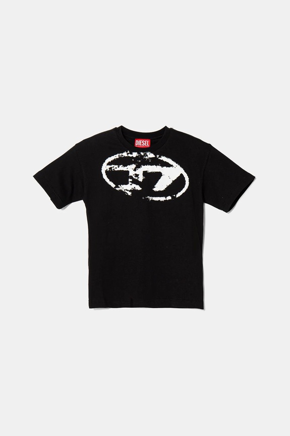 Dětské bavlněné tričko Diesel TBOXTN14 OVER T-SHIRT kulatý černá J02240