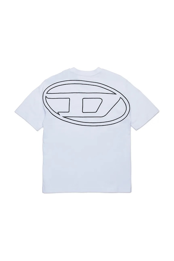 Παιδικό βαμβακερό μπλουζάκι Diesel TBOGGYMEGOVALD OVER T-SHIRT J02276 λευκό SS25