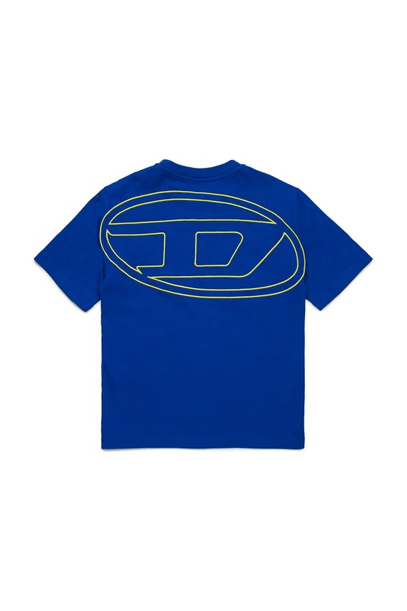 Otroška bombažna kratka majica Diesel TBOGGYMEGOVALD OVER T-SHIRT J02276 modra SS25