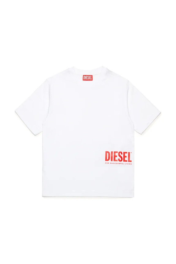 Детска памучна тениска Diesel MTFIND OVER T-SHIRTS памук бял J02283