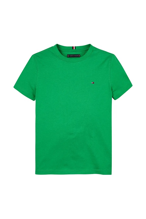 Παιδικό βαμβακερό μπλουζάκι Tommy Hilfiger KB0KB06879.128.176.PPYA πράσινο SS25