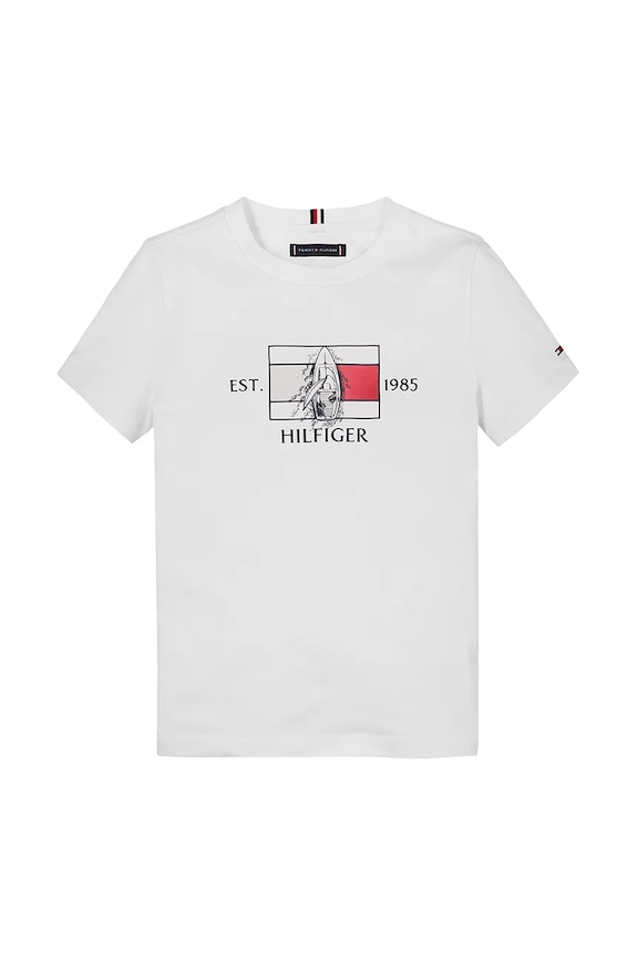 Tommy Hilfiger tricou copii KB0KB09530.128.176.PPYA alb SS25