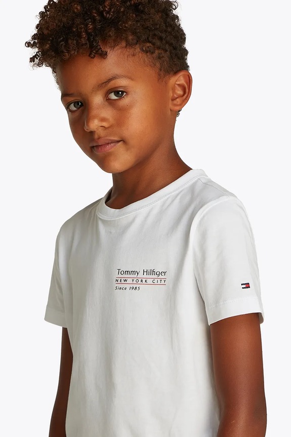 Tommy Hilfiger maglietta in cotone per bambini KB0KB09648.74.122.PPYA bianco
