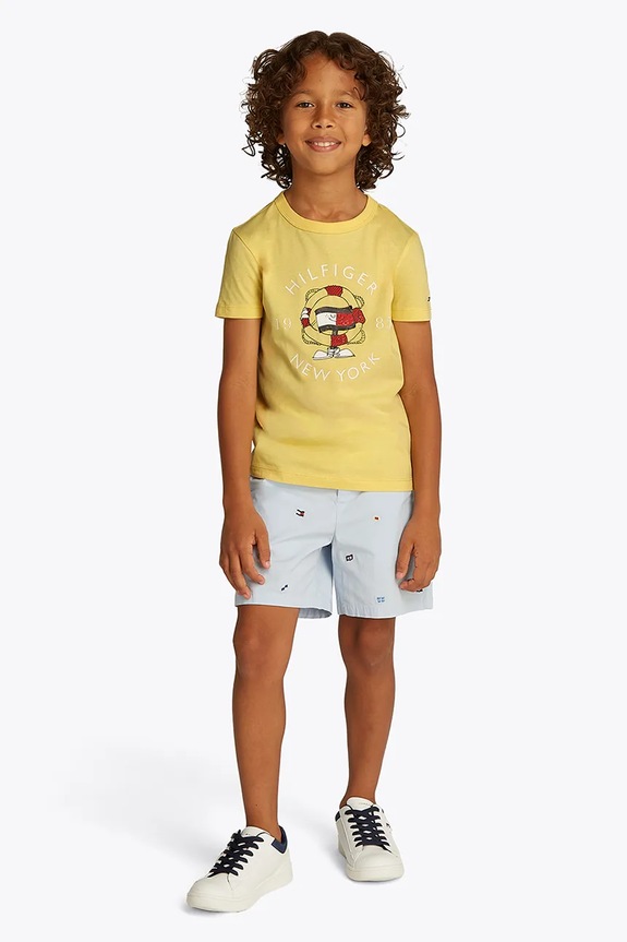 Tommy Hilfiger gyerek pamut póló pamut sárga KB0KB09648.128.176.PPYA