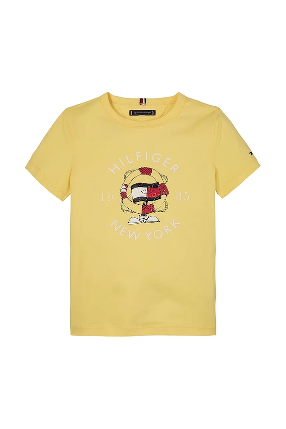 Tommy Hilfiger gyerek pamut póló KB0KB09648.128.176.PPYA sárga SS25