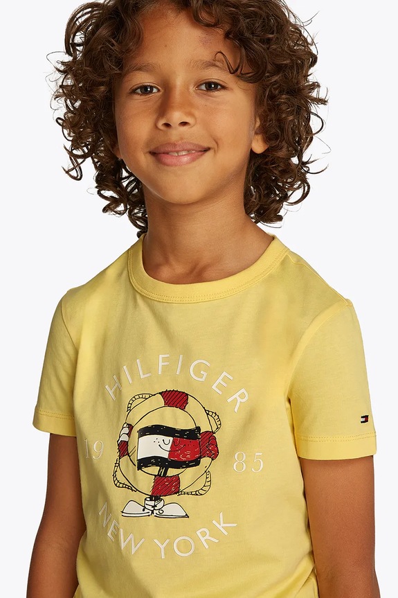 Tommy Hilfiger gyerek pamut póló KB0KB09648.128.176.PPYA sárga