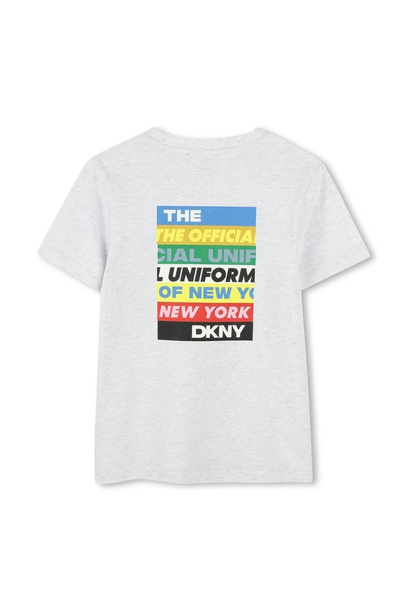 Αγορίστικα Παιδικό βαμβακερό μπλουζάκι Dkny D62302.156.174 γκρί