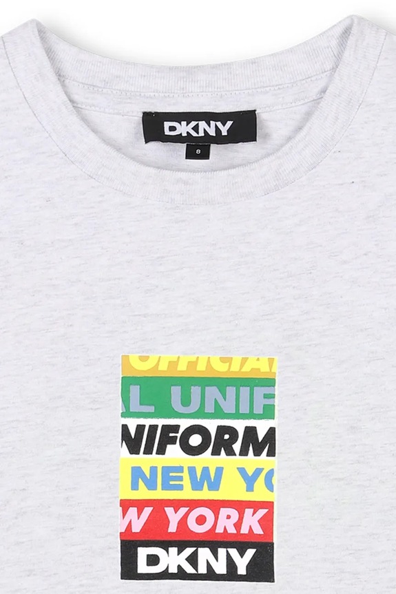 Παιδικό βαμβακερό μπλουζάκι Dkny γκρί D62302.156.174