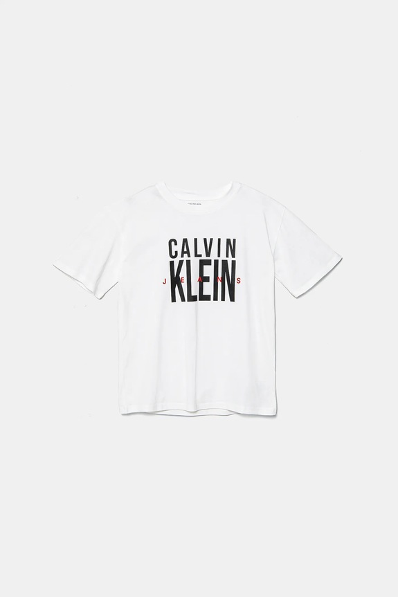 Calvin Klein Jeans t-shirt bawełniany dziecięcy nadruk biały IB0IB02448.PPYA