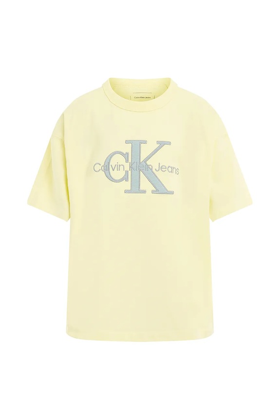 Calvin Klein Jeans gyerek pamut póló IB0IB02452.PPYA sárga SS25
