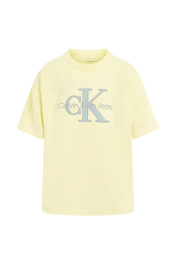 Calvin Klein Jeans gyerek pamut póló IB0IB02452.PPYA sárga SS25