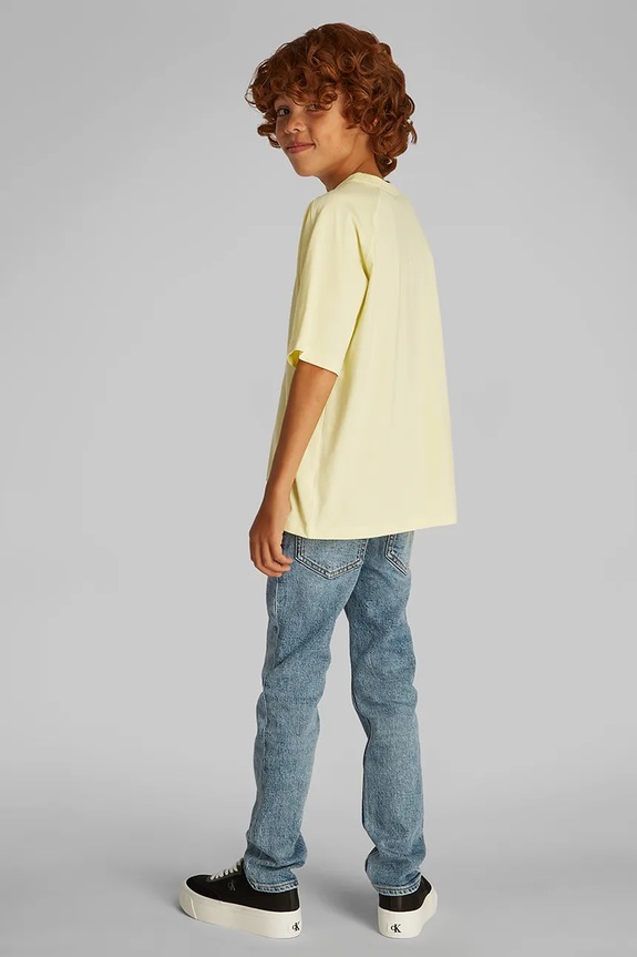 Calvin Klein Jeans gyerek pamut póló sárga IB0IB02452.PPYA