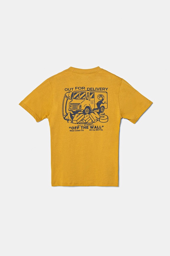 Vans t-shirt bawełniany dziecięcy Next Stop nadruk żółty VN000MK3BL21