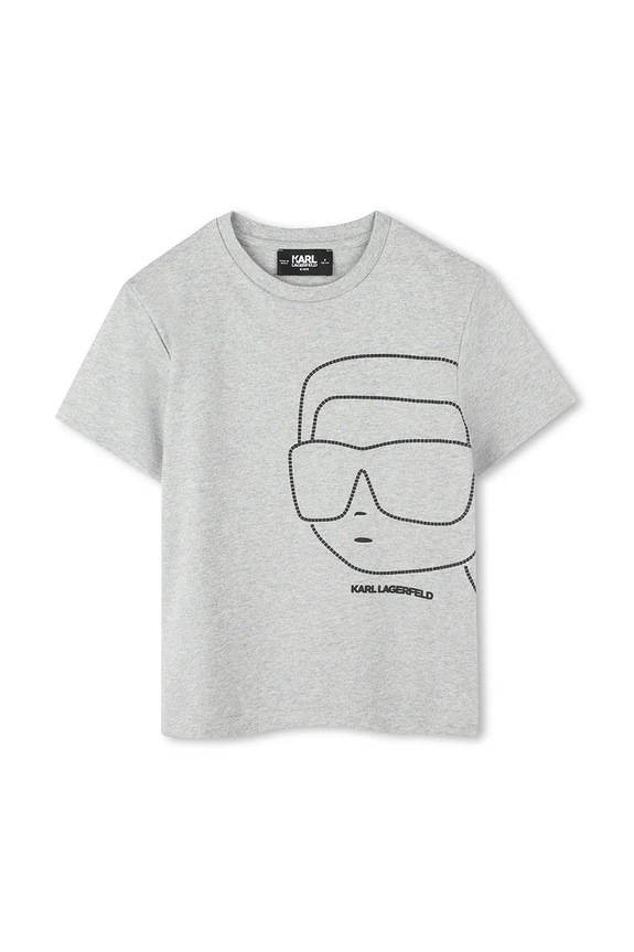Παιδικό βαμβακερό μπλουζάκι Karl Lagerfeld Z30425.114.150 γκρί SS25