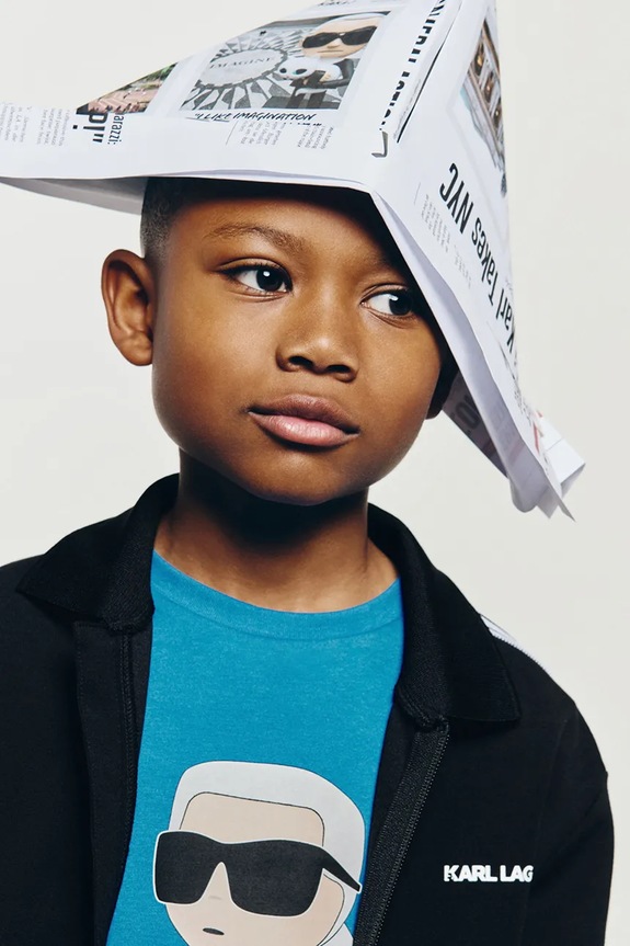 Παιδικό βαμβακερό μπλουζάκι Karl Lagerfeld μπλε Z30438.86.108