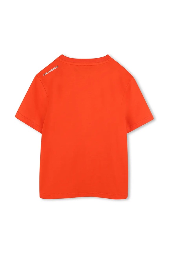 Otroška bombažna kratka majica Karl Lagerfeld Z30439.86.108 oranžna SS25