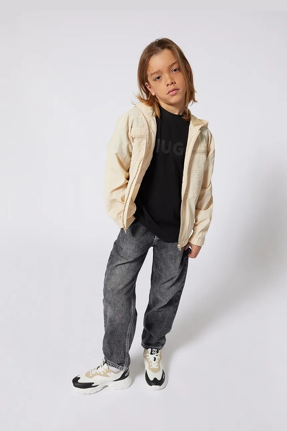 HUGO t-shirt bawełniany dziecięcy nadruk czarny G00333.162.174