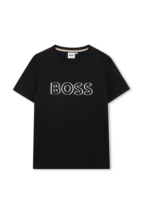 Detské bavlnené tričko BOSS bavlna čierna J52034.102.108